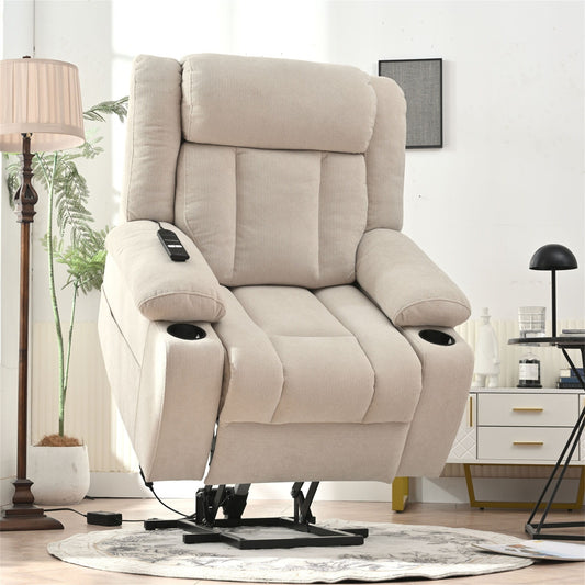 Fauteuil inclinable électrique en velours Snowflake avec repose-pieds allongé
