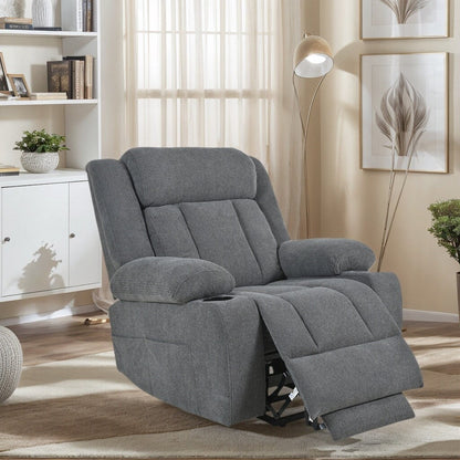 Fauteuil inclinable électrique en velours Snowflake avec repose-pieds allongé