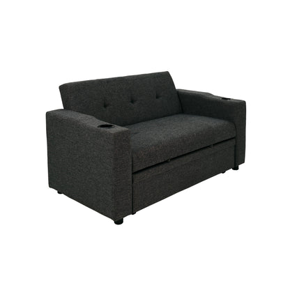 Canapé convertible Soen avec lit gigogne, 2 oreillers, gris anthracite