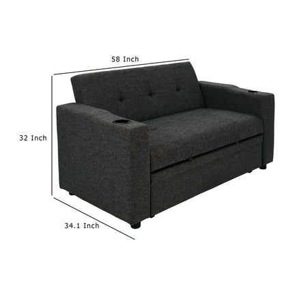 Canapé convertible Soen avec lit gigogne, 2 oreillers, gris anthracite