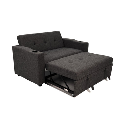 Canapé convertible Soen avec lit gigogne, 2 oreillers, gris anthracite