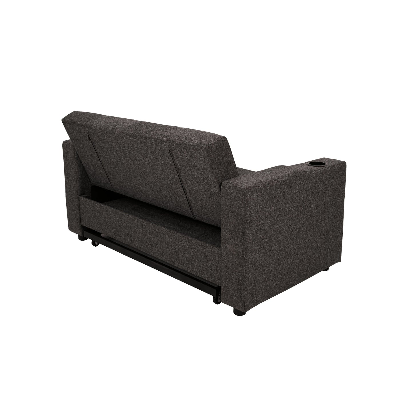 Canapé convertible Soen avec lit gigogne, 2 oreillers, gris anthracite