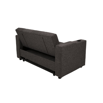 Canapé convertible Soen avec lit gigogne, 2 oreillers, gris anthracite