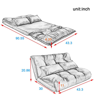 Canapé-lit futon pliable réglable Nestfair avec 2 oreillers