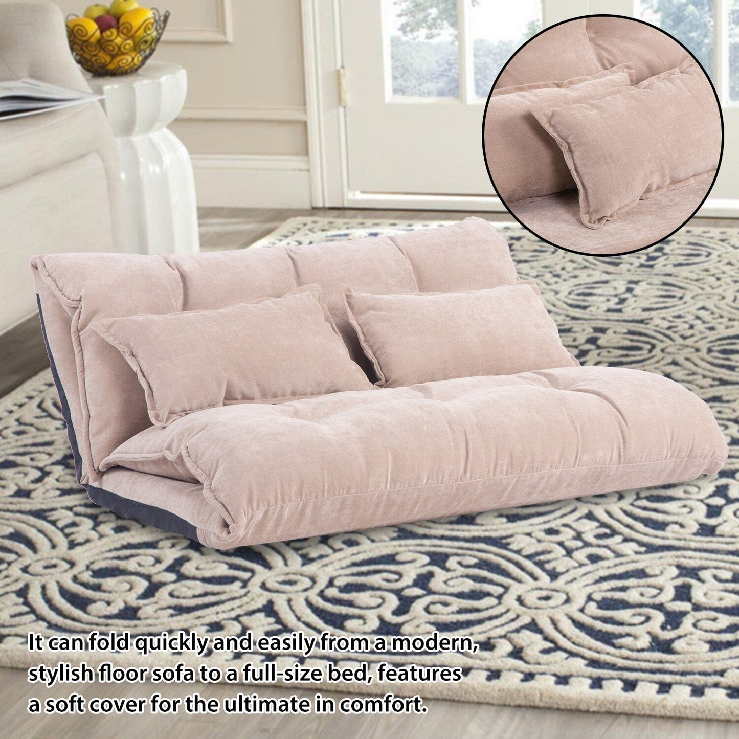 Canapé-lit futon pliable réglable Nestfair avec 2 oreillers