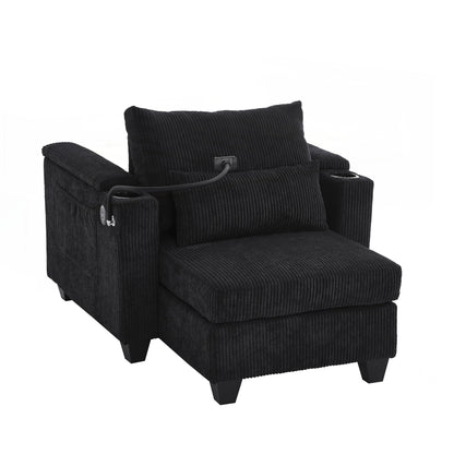 Canapé-lit en velours côtelé avec ports USB