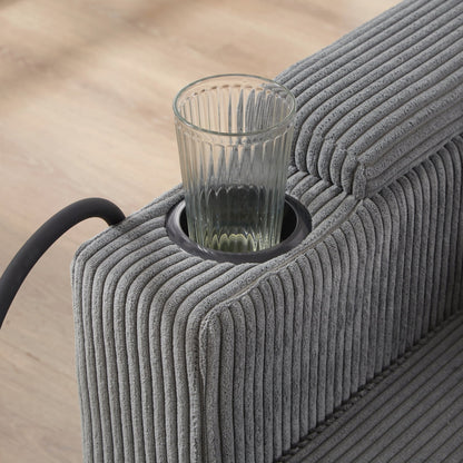 Canapé-lit en velours côtelé avec ports USB