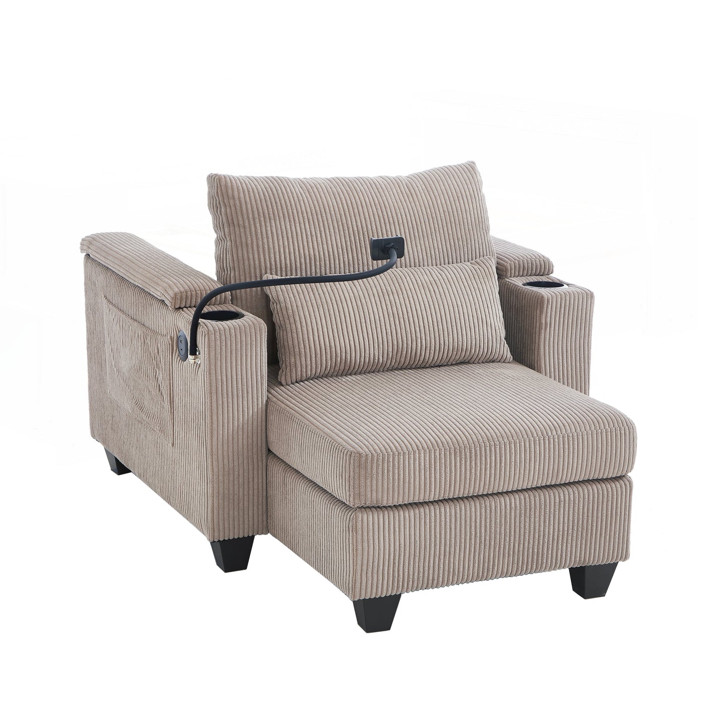 Canapé-lit en velours côtelé avec ports USB
