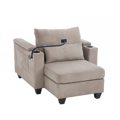 Canapé-lit en velours côtelé avec ports USB