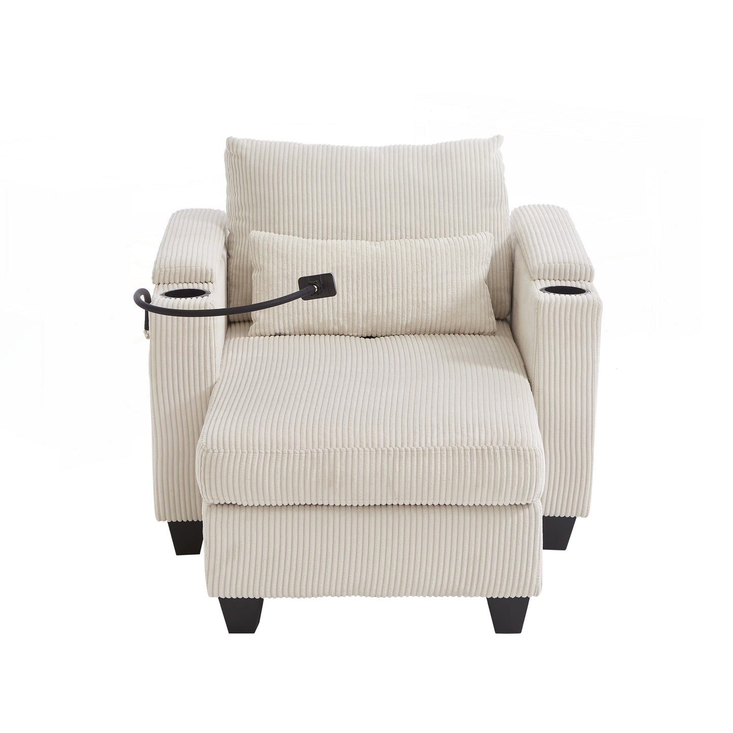 Canapé-lit en velours côtelé avec ports USB