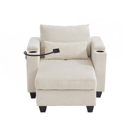 Canapé-lit en velours côtelé avec ports USB