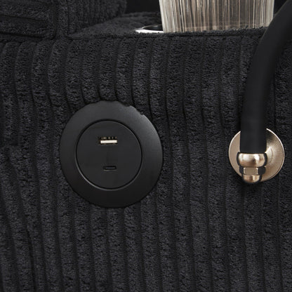 Canapé-lit en velours côtelé avec ports USB