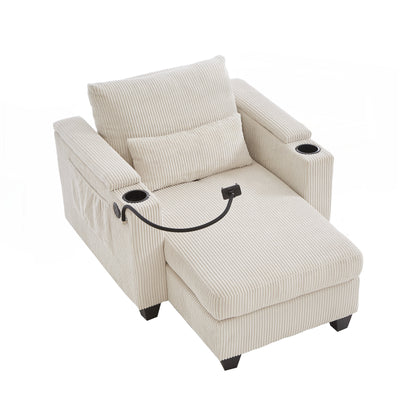 Canapé-lit en velours côtelé avec ports USB