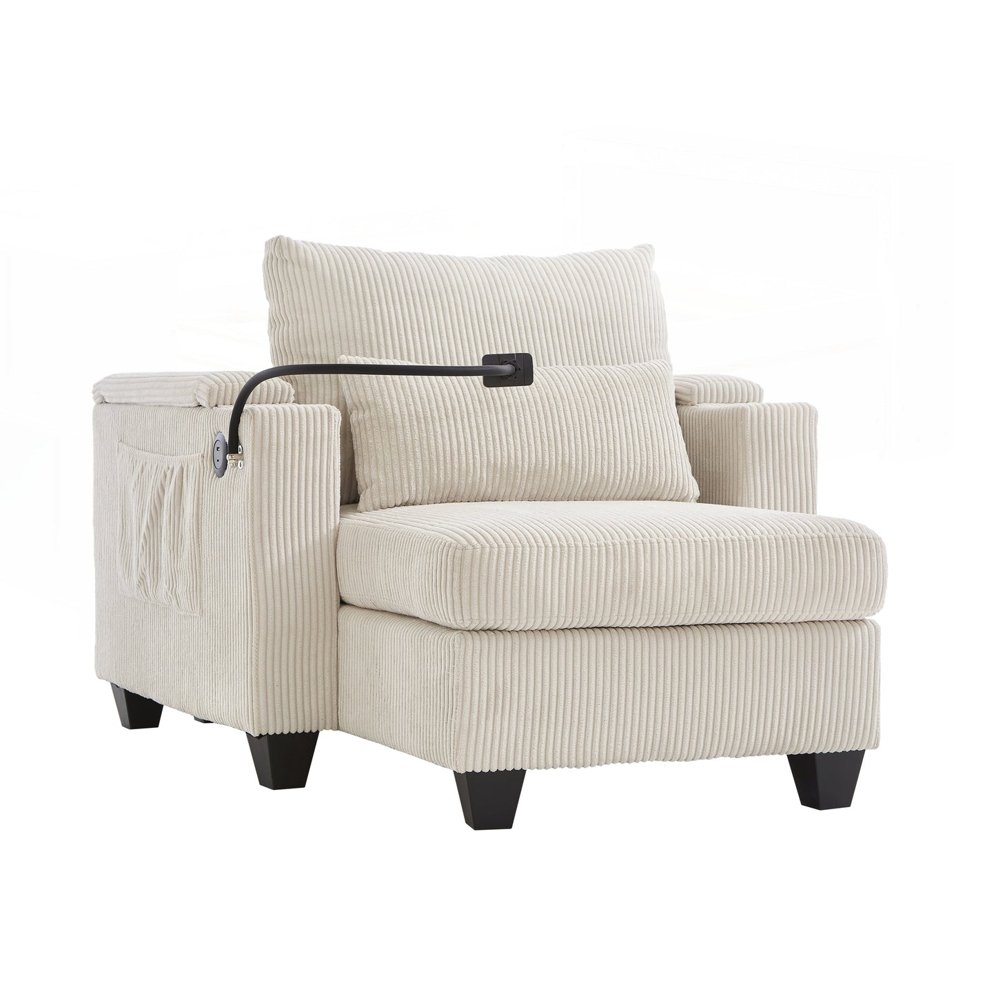 Canapé-lit en velours côtelé avec ports USB