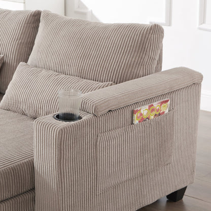 Canapé-lit en velours côtelé avec ports USB