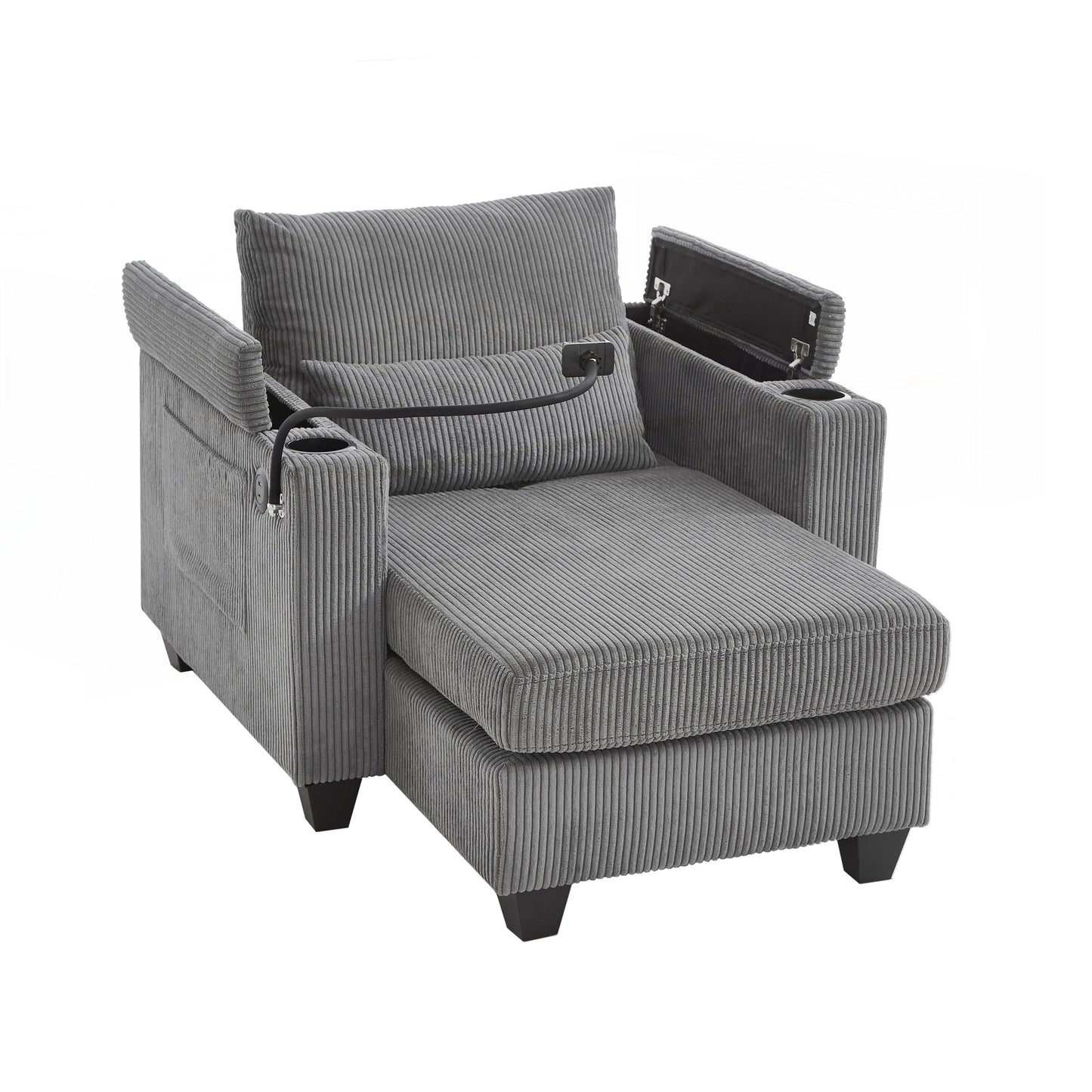 Canapé-lit en velours côtelé avec ports USB