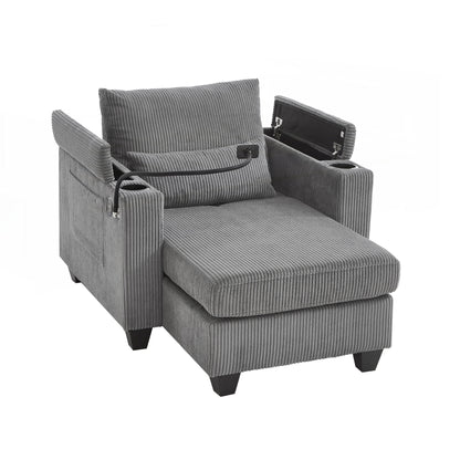 Canapé-lit en velours côtelé avec ports USB
