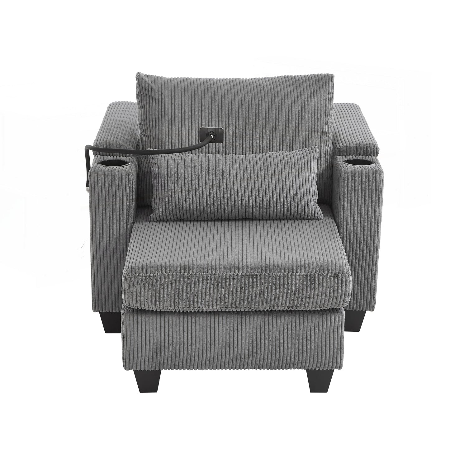 Canapé-lit en velours côtelé avec ports USB