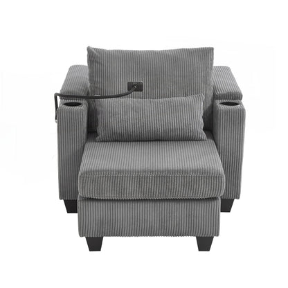 Canapé-lit en velours côtelé avec ports USB