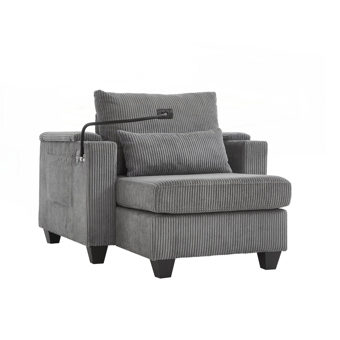 Canapé-lit en velours côtelé avec ports USB