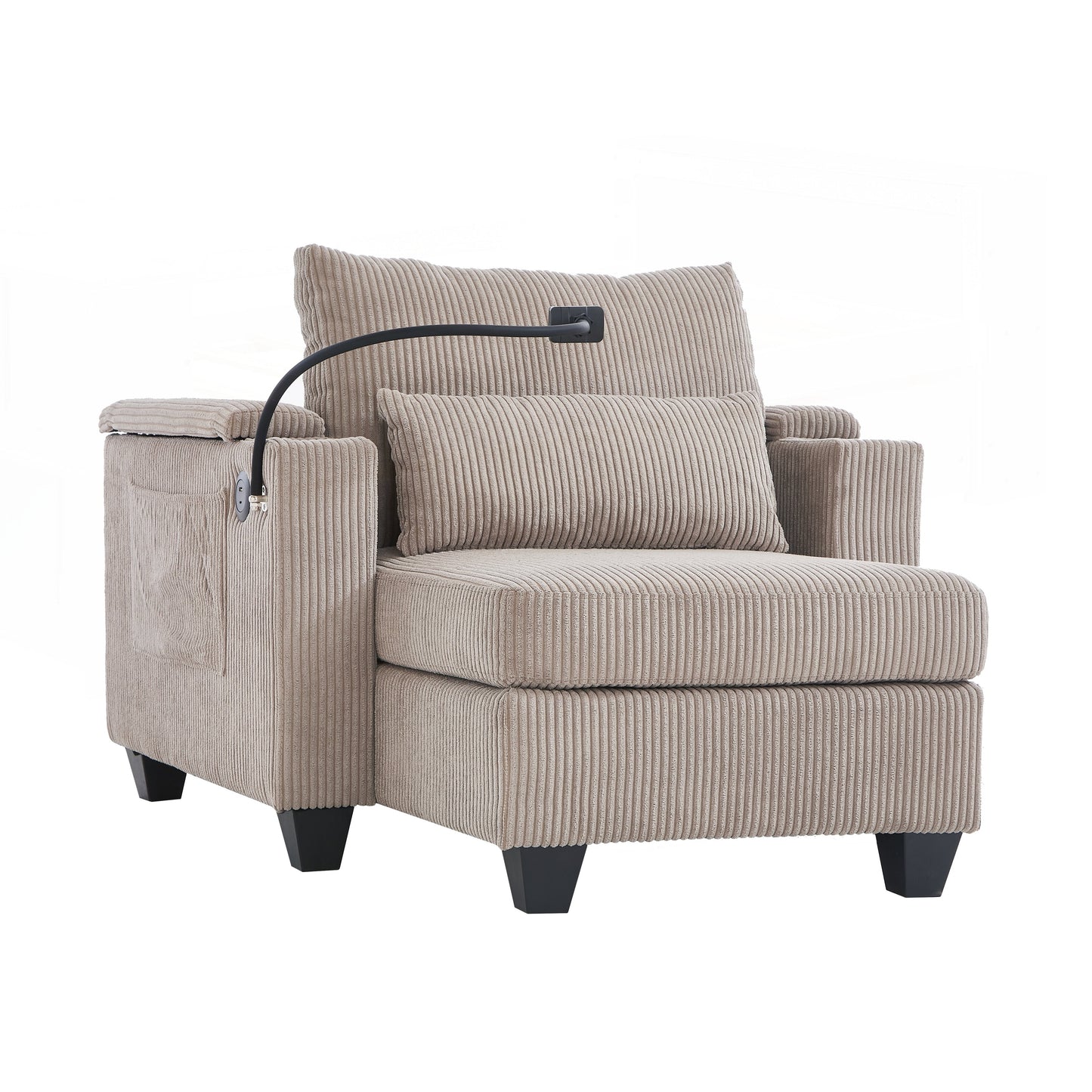 Canapé-lit en velours côtelé avec ports USB