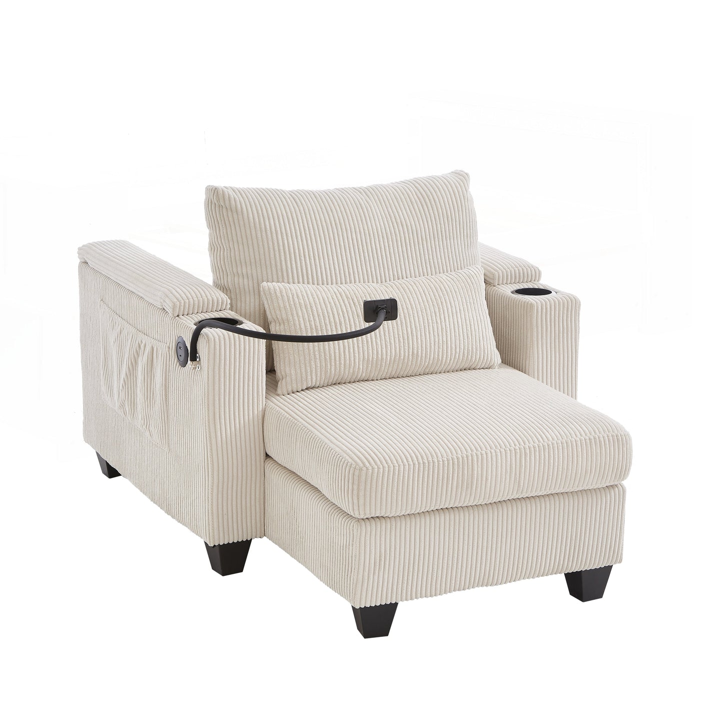 Canapé-lit en velours côtelé avec ports USB