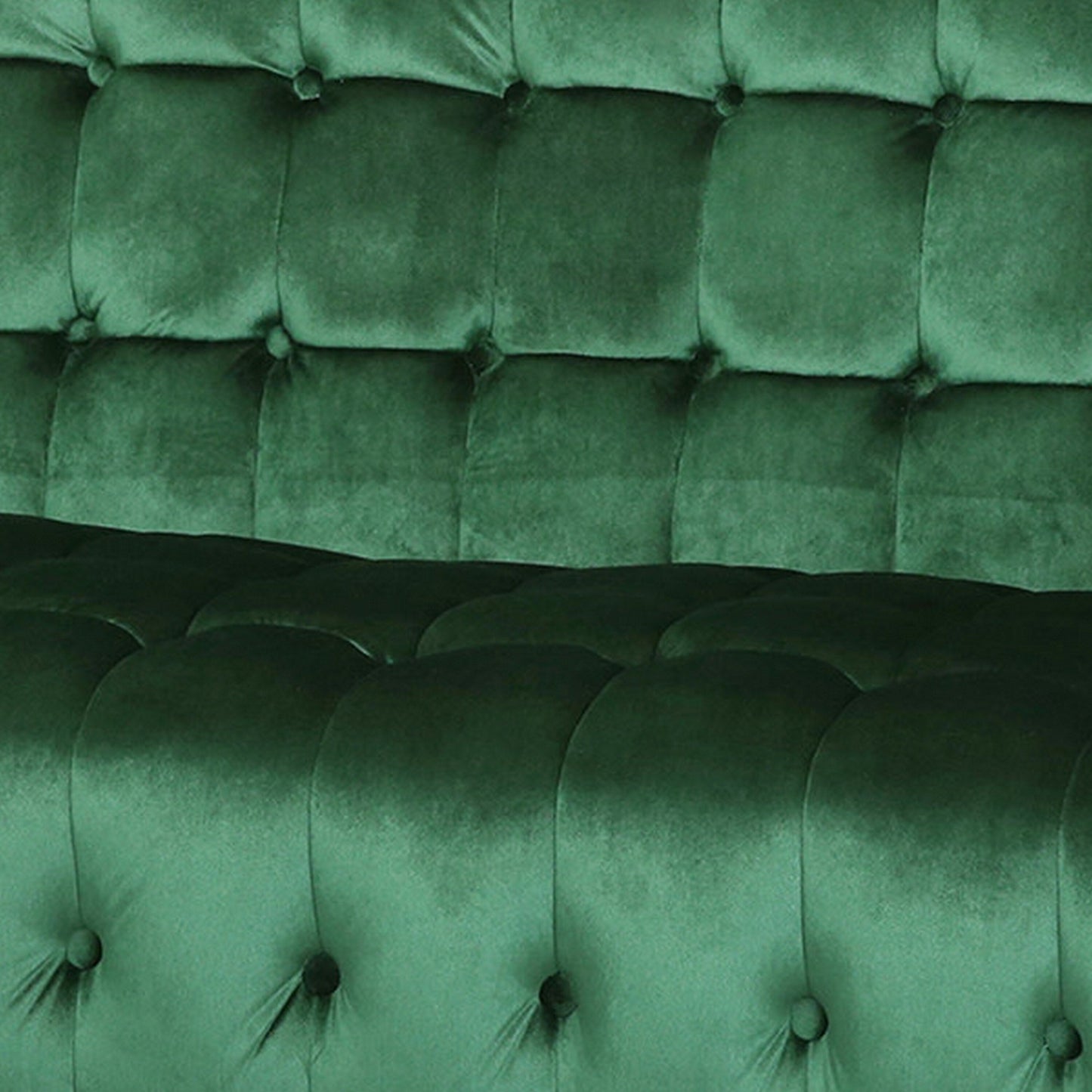 Canapé-salon capitonné de 132 cm, style banc, en velours vert émeraude, pieds en bois