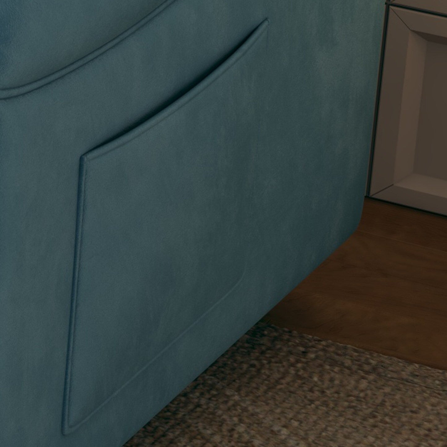 Présentation du canapé : Canapé-lit 54 pouces en velours bleu – Un bijou de salon à double usage avec option lit escamotable