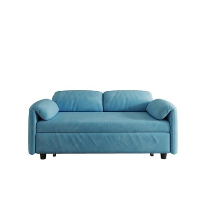 Présentation du canapé : Canapé-lit 54 pouces en velours bleu – Un bijou de salon à double usage avec option lit escamotable