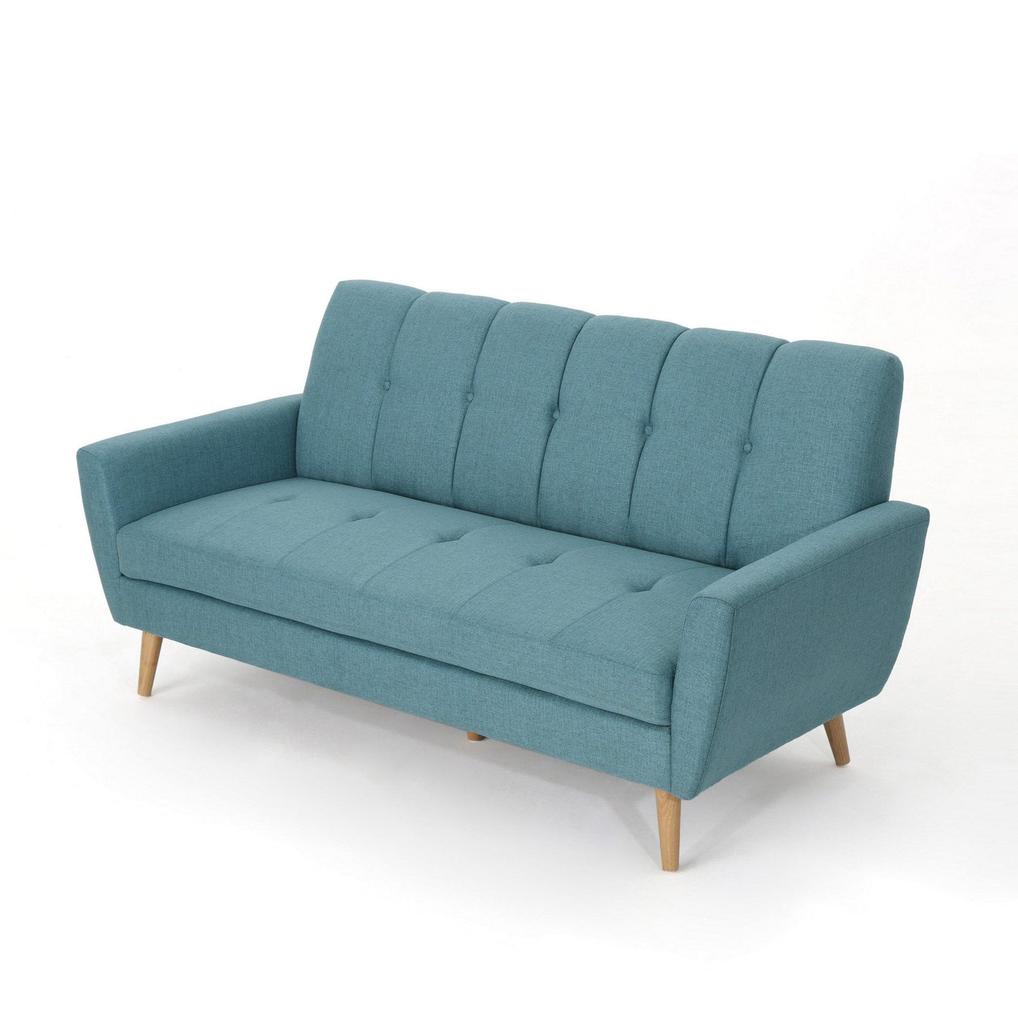 Canapé 71 pouces, confortable et moderne, avec coussins en tissu bleu sarcelle capitonné