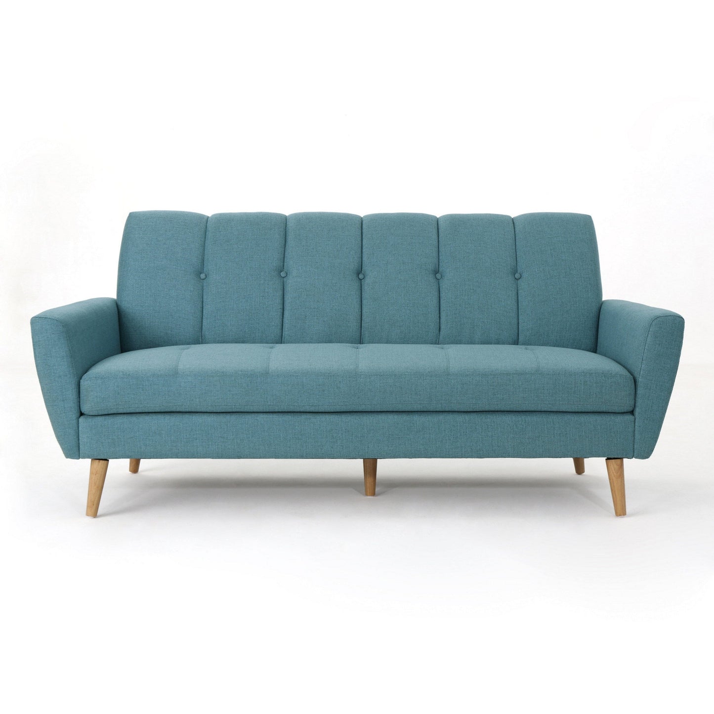 Canapé 71 pouces, confortable et moderne, avec coussins en tissu bleu sarcelle capitonné