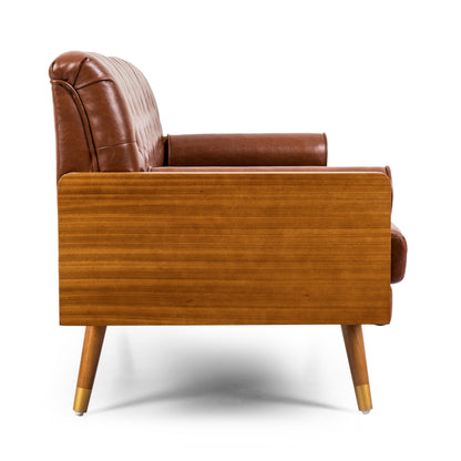 Canapé Chesterfield moderne de 72 pouces, capitonné, en similicuir marron