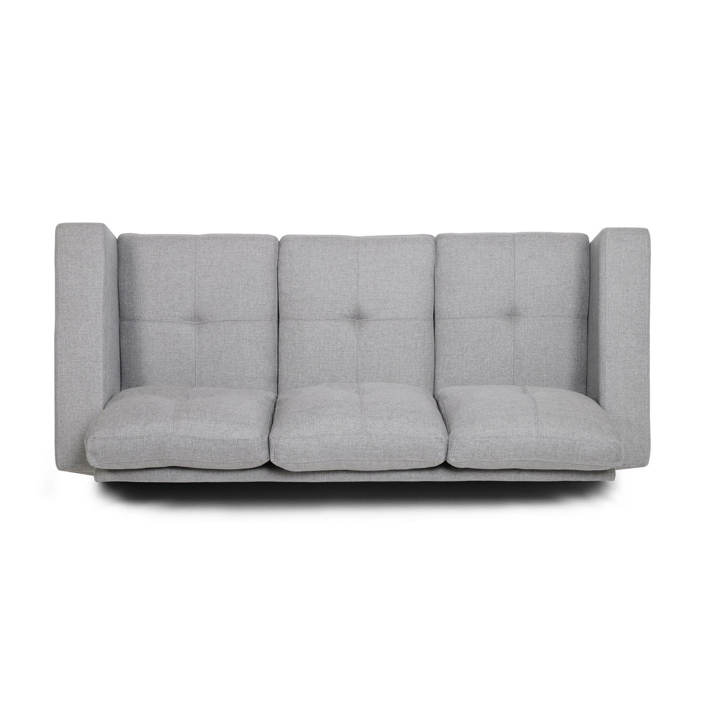 Canapé 76 pouces, confortable et moderne, avec coussins en tissu gris capitonné lisse