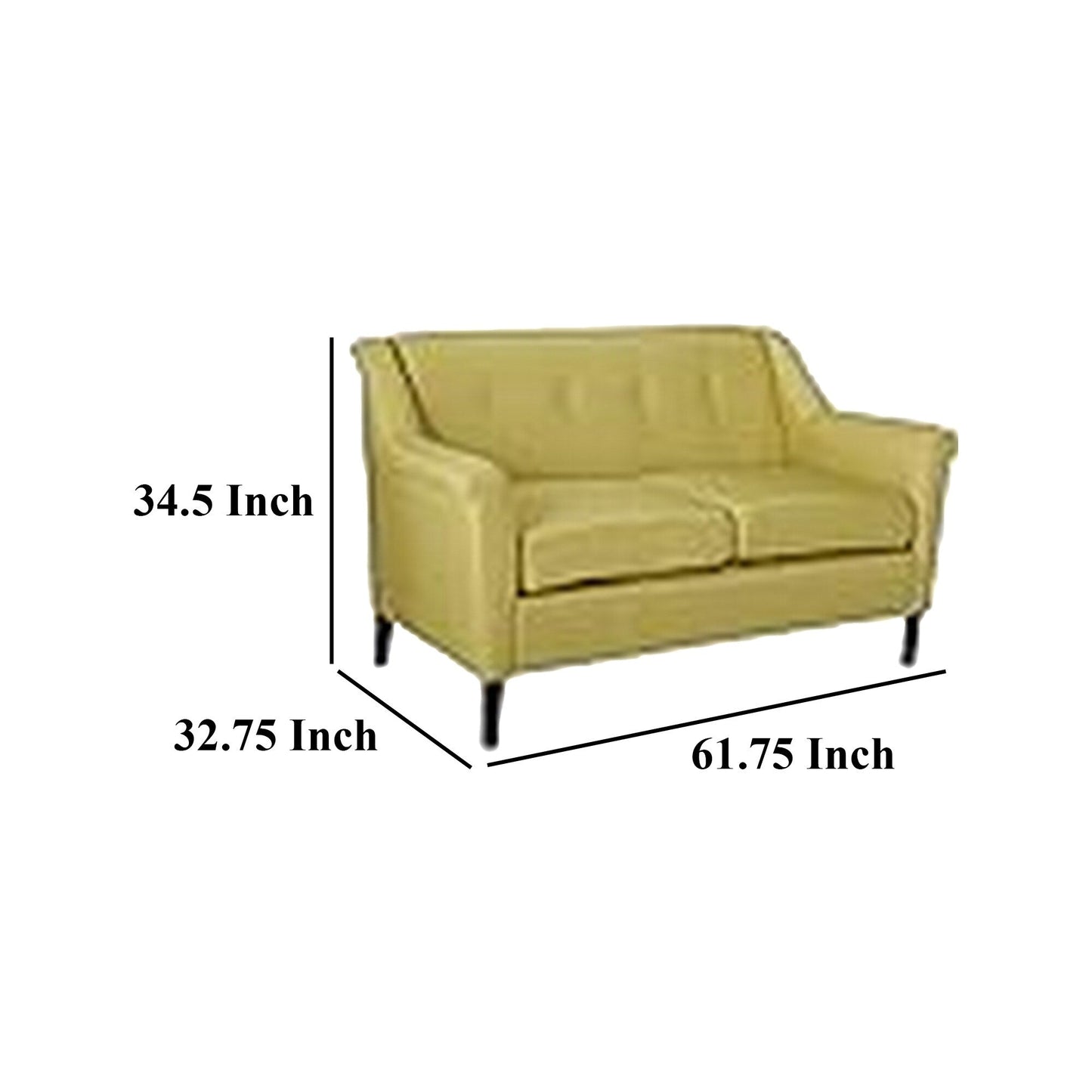 Canapé 2 places, accoudoirs évasés, 157 cm, vert clair, bois massif