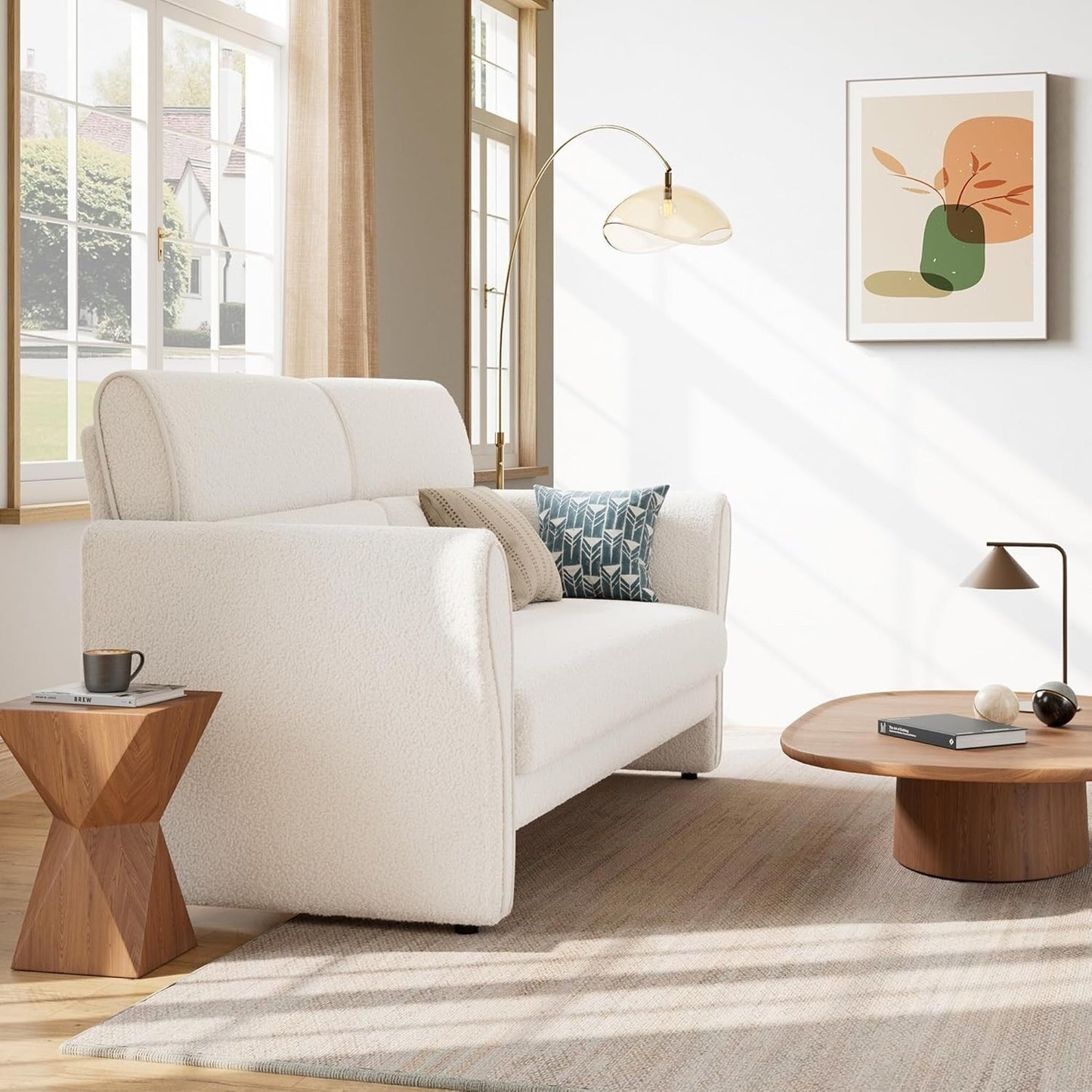 Canapé, fauteuil d'appoint moderne en boucle, fauteuil rembourré en peluche, fauteuil de salon confortable