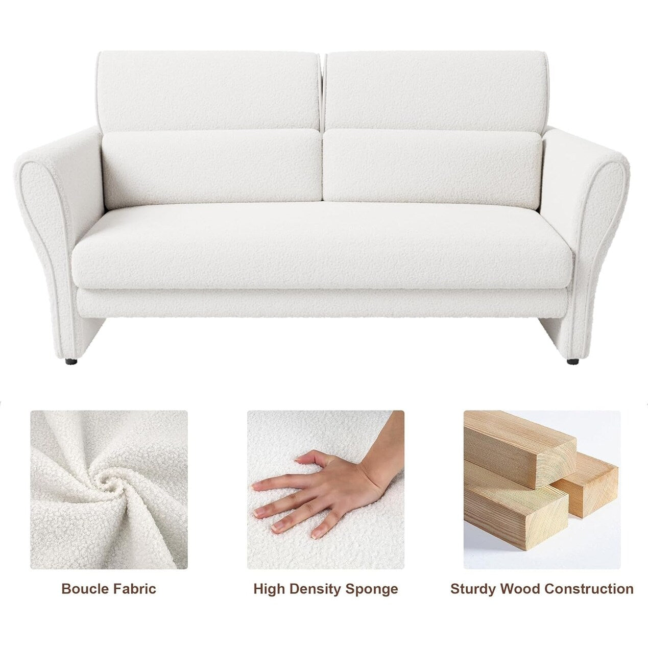 Canapé, fauteuil d'appoint moderne en boucle, fauteuil rembourré en peluche, fauteuil de salon confortable