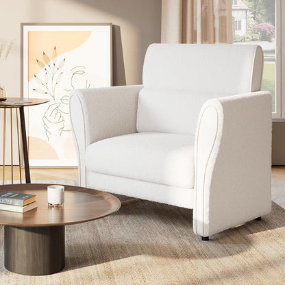 Canapé, fauteuil d'appoint moderne en boucle, fauteuil rembourré en peluche, fauteuil de salon confortable