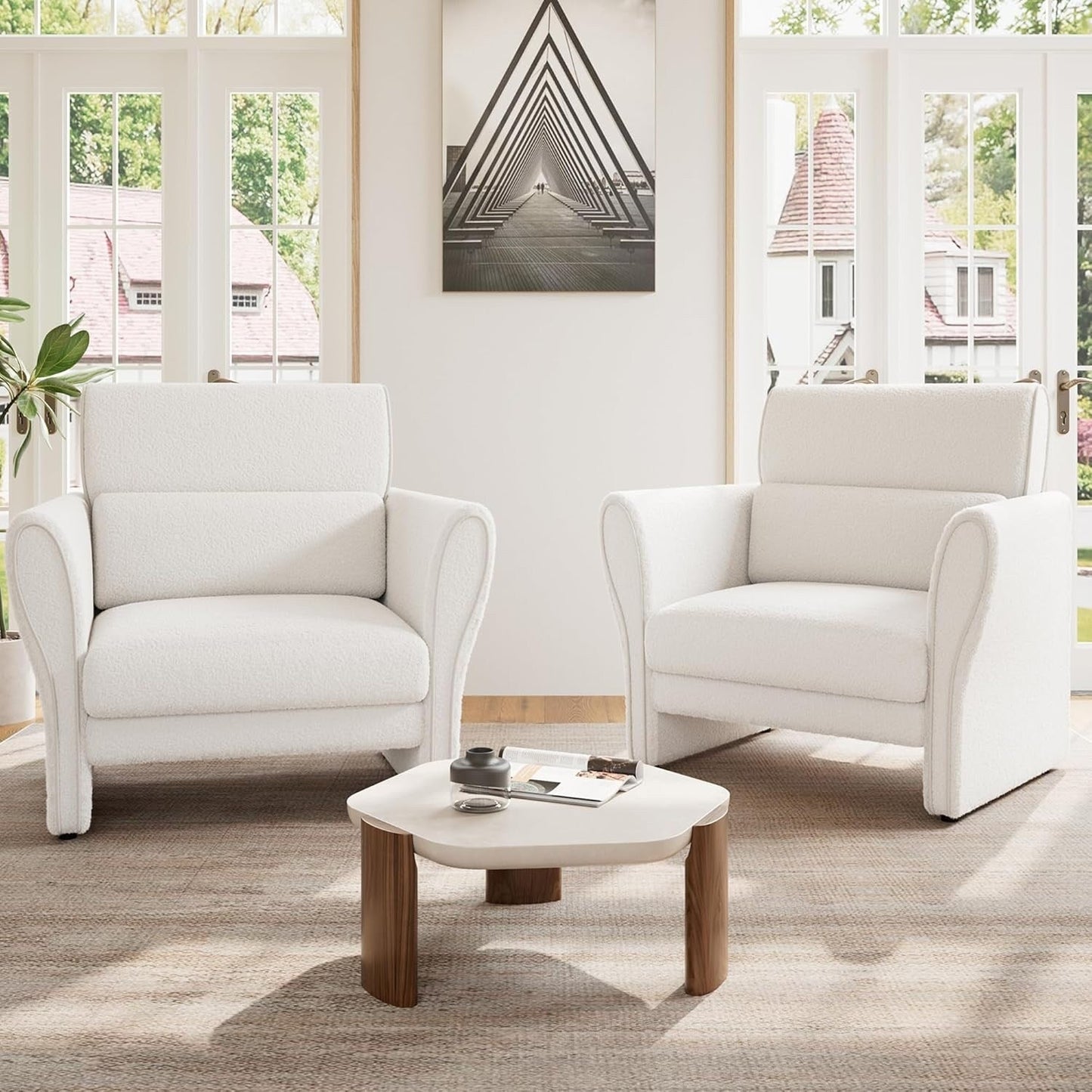 Canapé, fauteuil d'appoint moderne en boucle, fauteuil rembourré en peluche, fauteuil de salon confortable