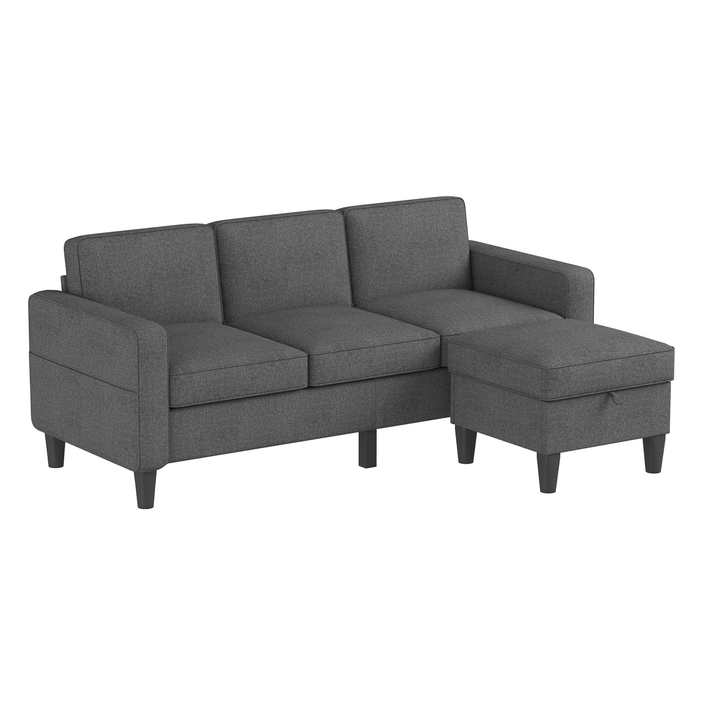 Canapé convertible modulaire et pouf en tissu doux - 53,50 x 77,50 x 33,00