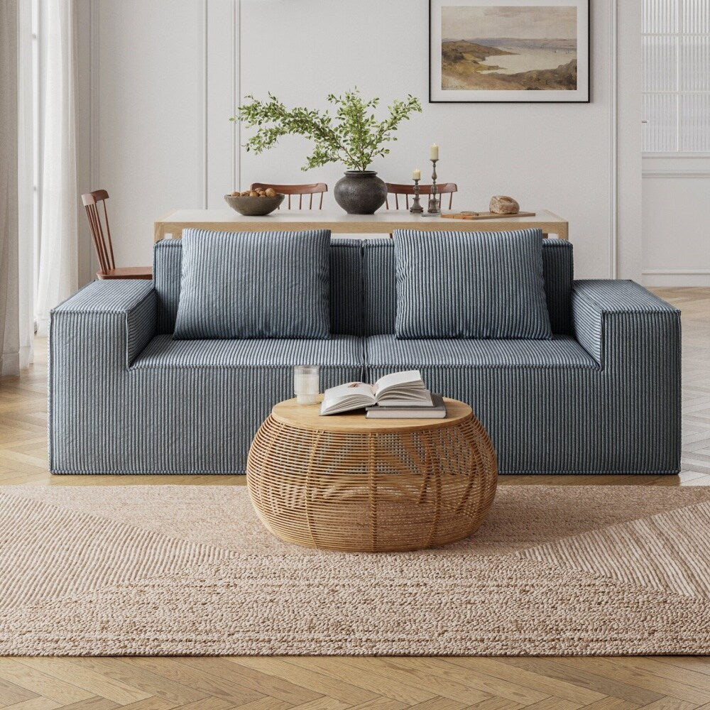 Canapé deux places en velours côtelé doux et moelleux