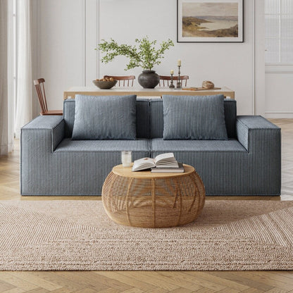 Canapé deux places en velours côtelé doux et moelleux