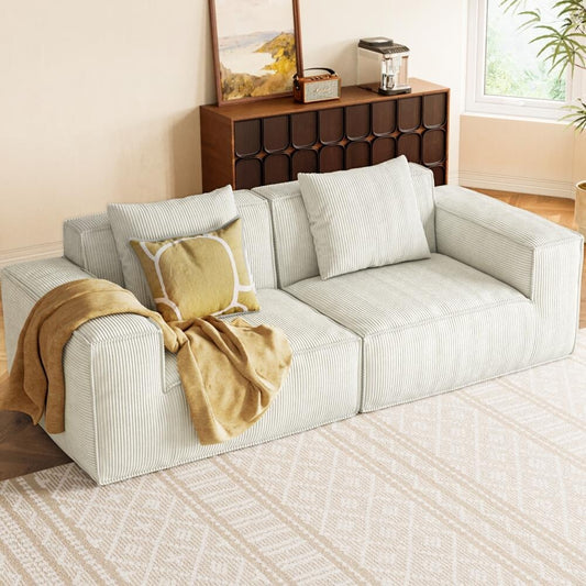 Canapé deux places en velours côtelé doux et moelleux