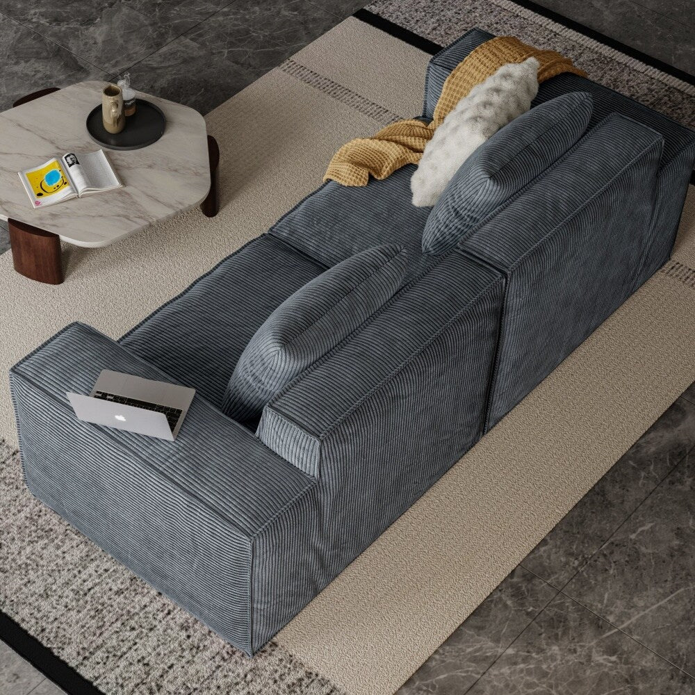 Canapé deux places en velours côtelé doux et moelleux