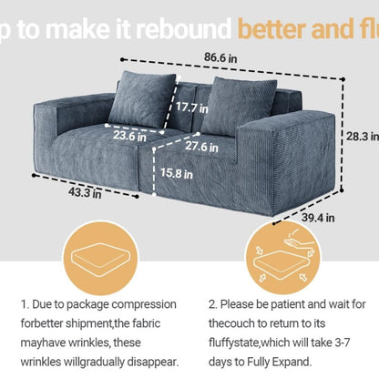 Canapé deux places en velours côtelé doux et moelleux