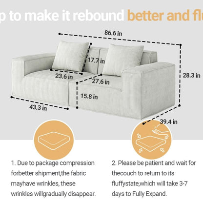 Canapé deux places en velours côtelé doux et moelleux