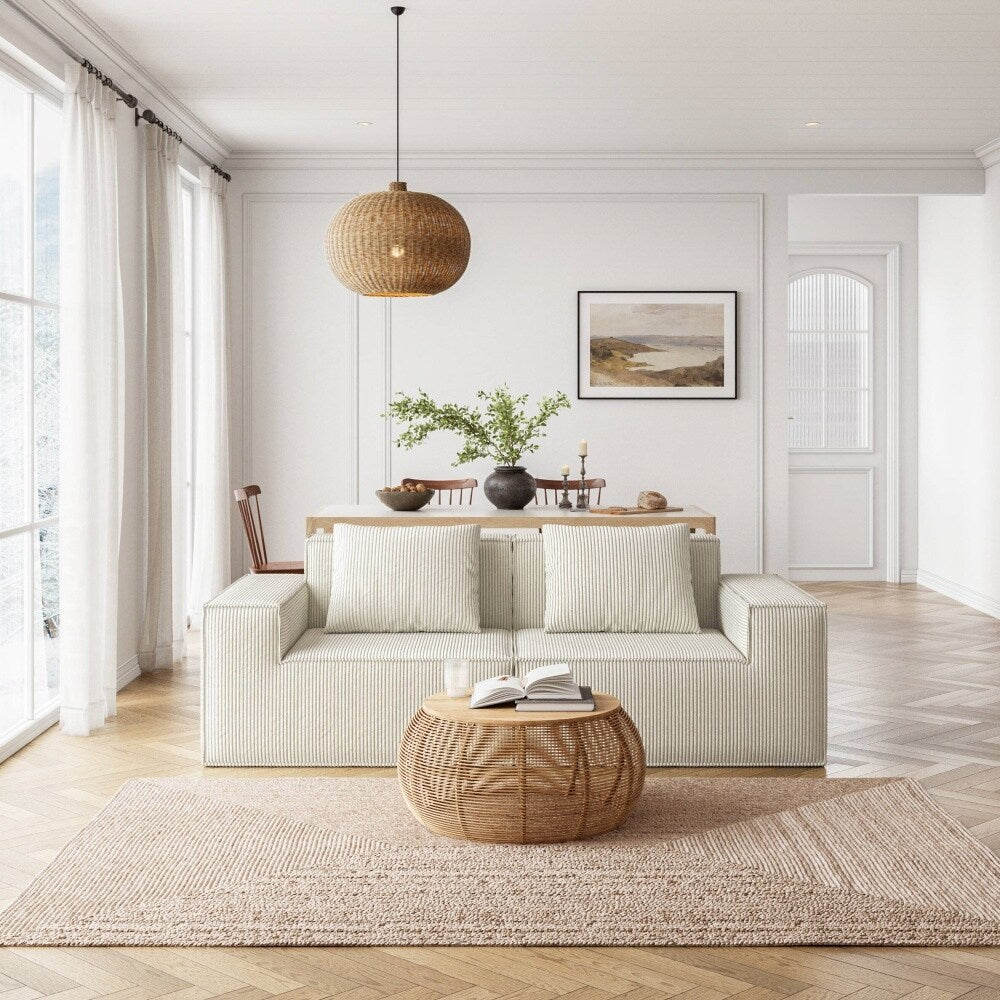 Canapé deux places en velours côtelé doux et moelleux