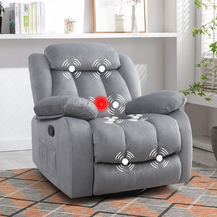 Fauteuil inclinable manuel en tissu doux avec masseur et chauffage