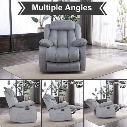 Fauteuil inclinable manuel en tissu doux avec masseur et chauffage