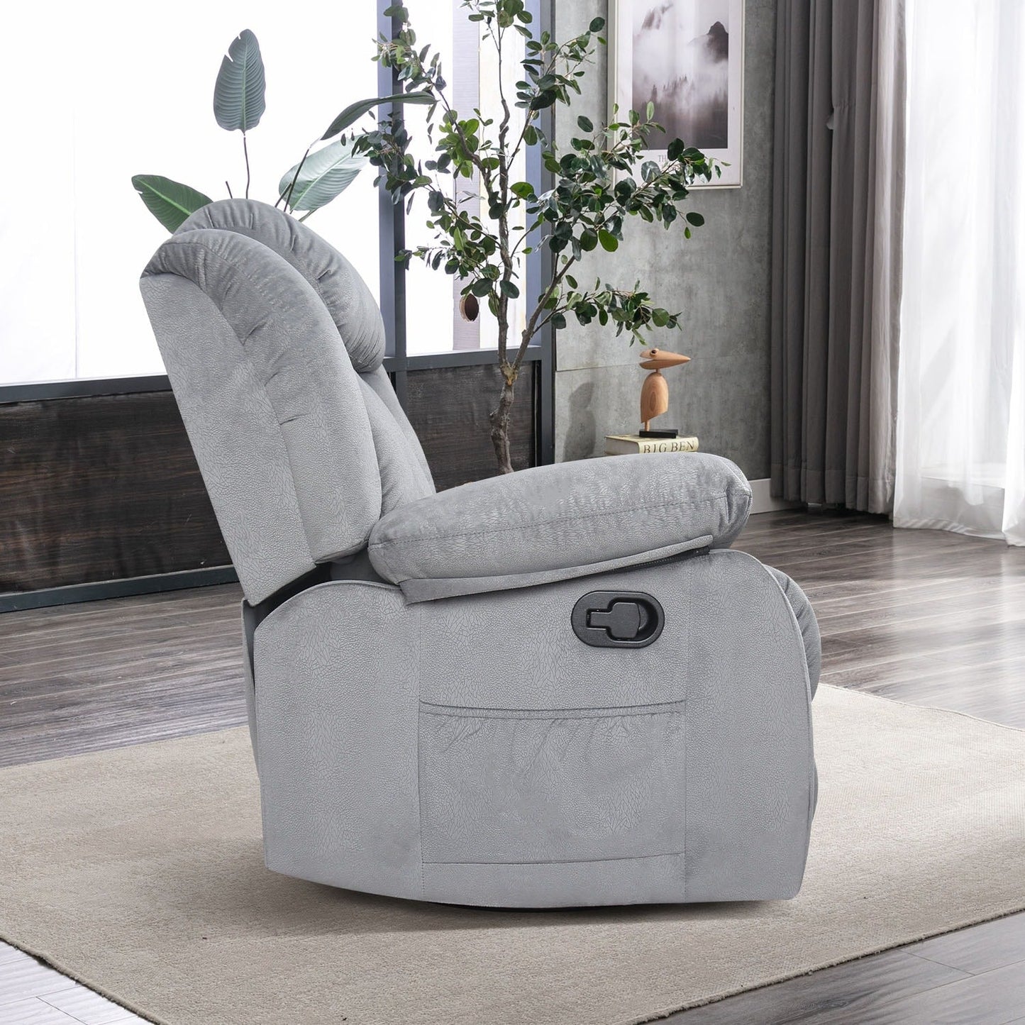 Fauteuil inclinable manuel en tissu doux avec masseur et chauffage