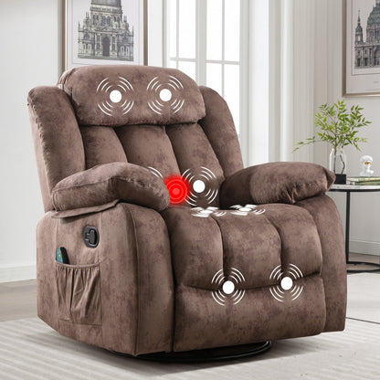 Fauteuil inclinable manuel en tissu doux avec masseur et chauffage